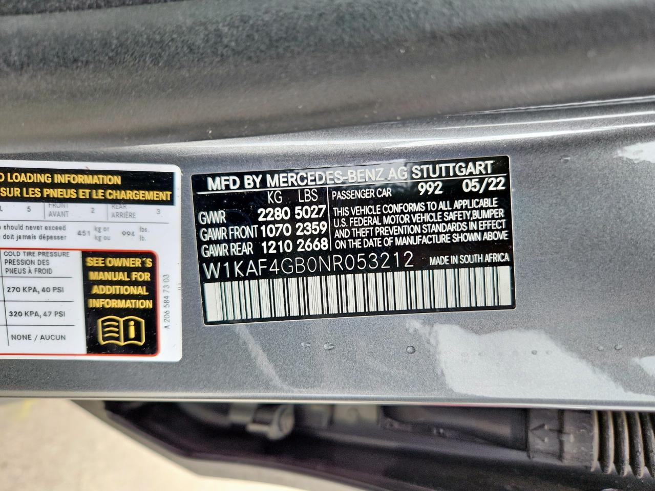 2022 Mercedes-Benz C 300 VIN: W1KAF4GB0NR053212 Lot: 56980935