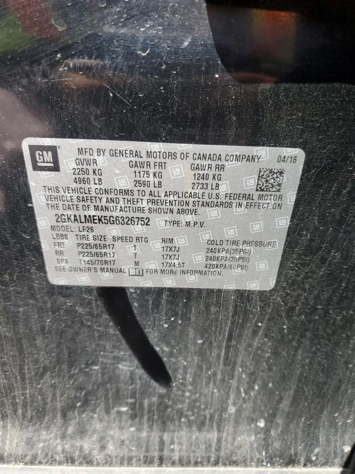 2016 GMC Terrain Sle VIN: 2GKALMEK5G6326752 Lot: 56620835