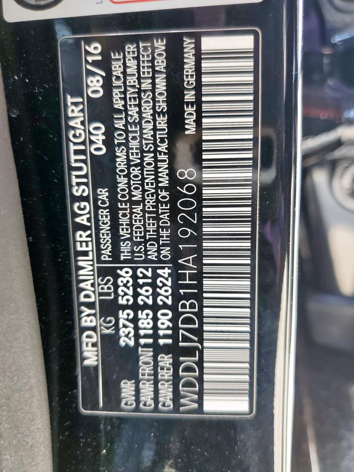 2017 Mercedes-Benz Cls 550 VIN: WDDLJ7DB1HA192068 Lot: 57728555