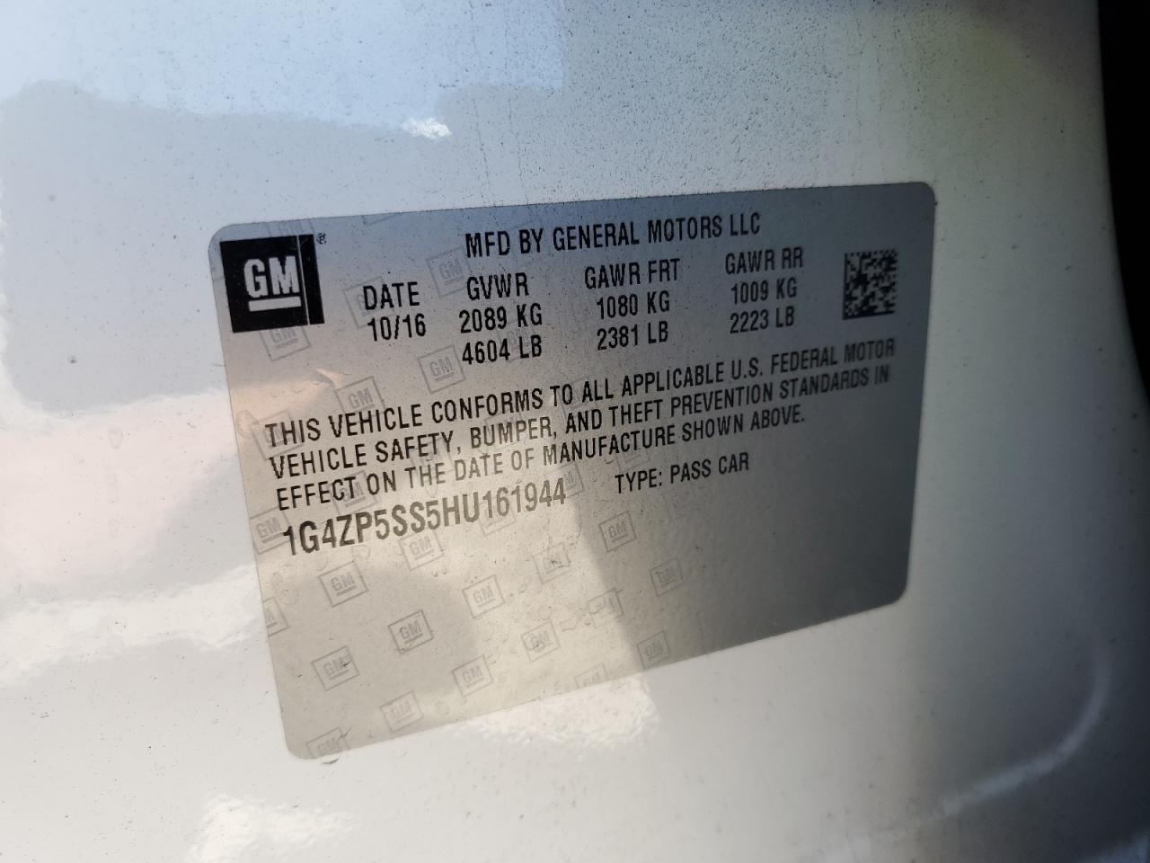 2017 Buick Lacrosse Essence VIN: 1G4ZP5SS5HU161944 Lot: 55603675