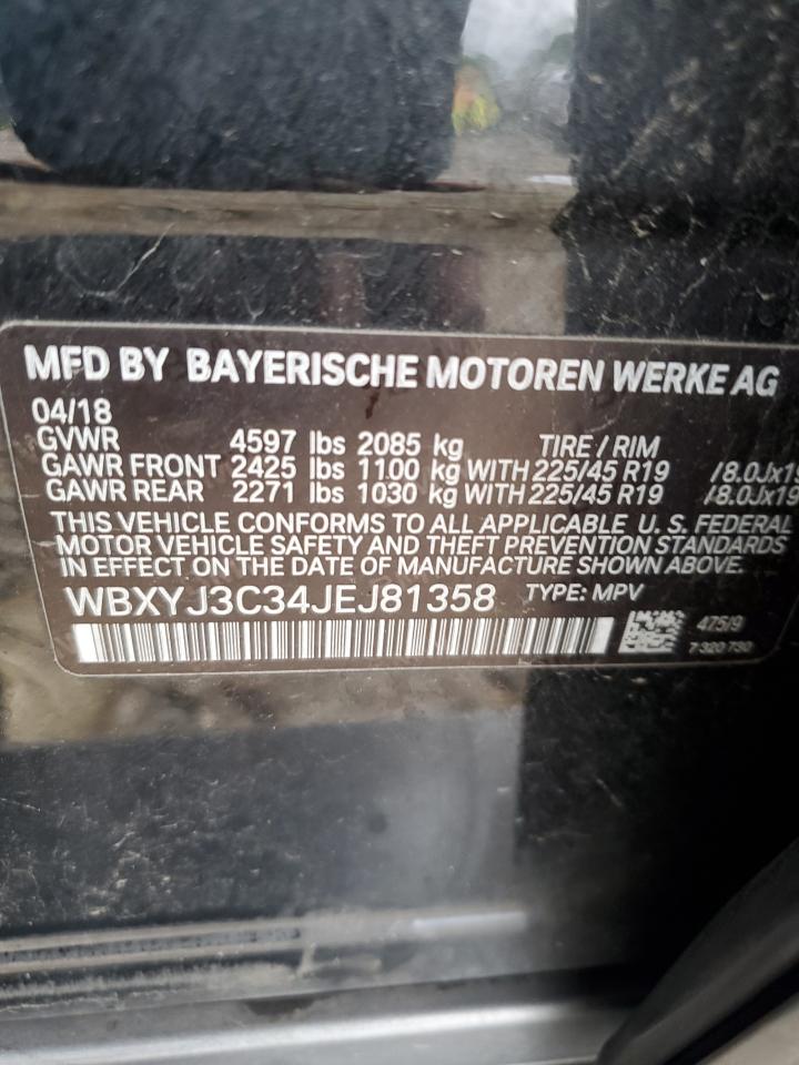 2018 BMW X2 Sdrive28I VIN: WBXYJ3C34JEJ81358 Lot: 56315025