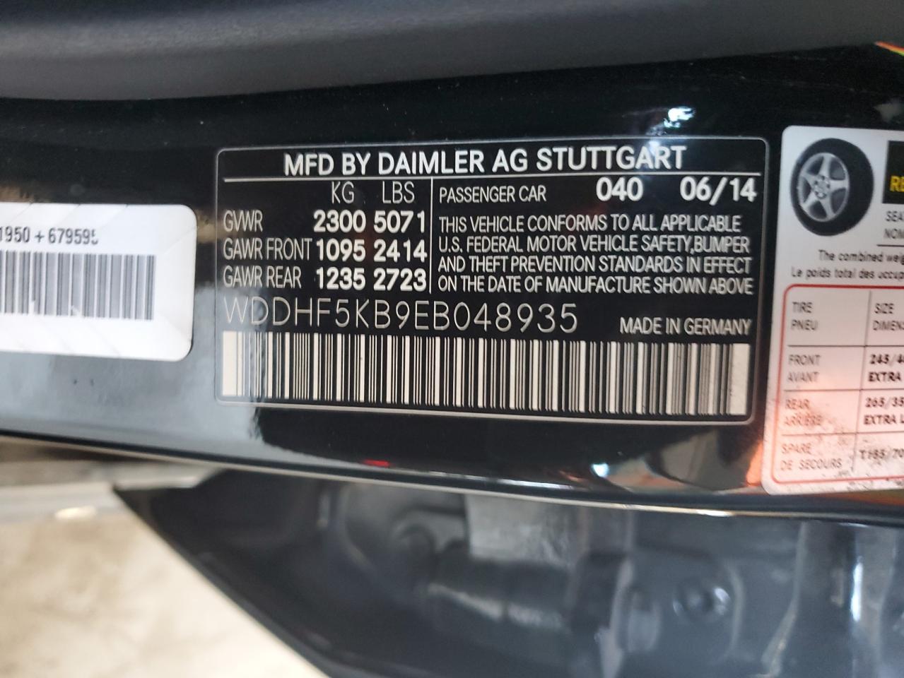 2014 Mercedes-Benz E 350 VIN: WDDHF5KB9EB048935 Lot: 56600025