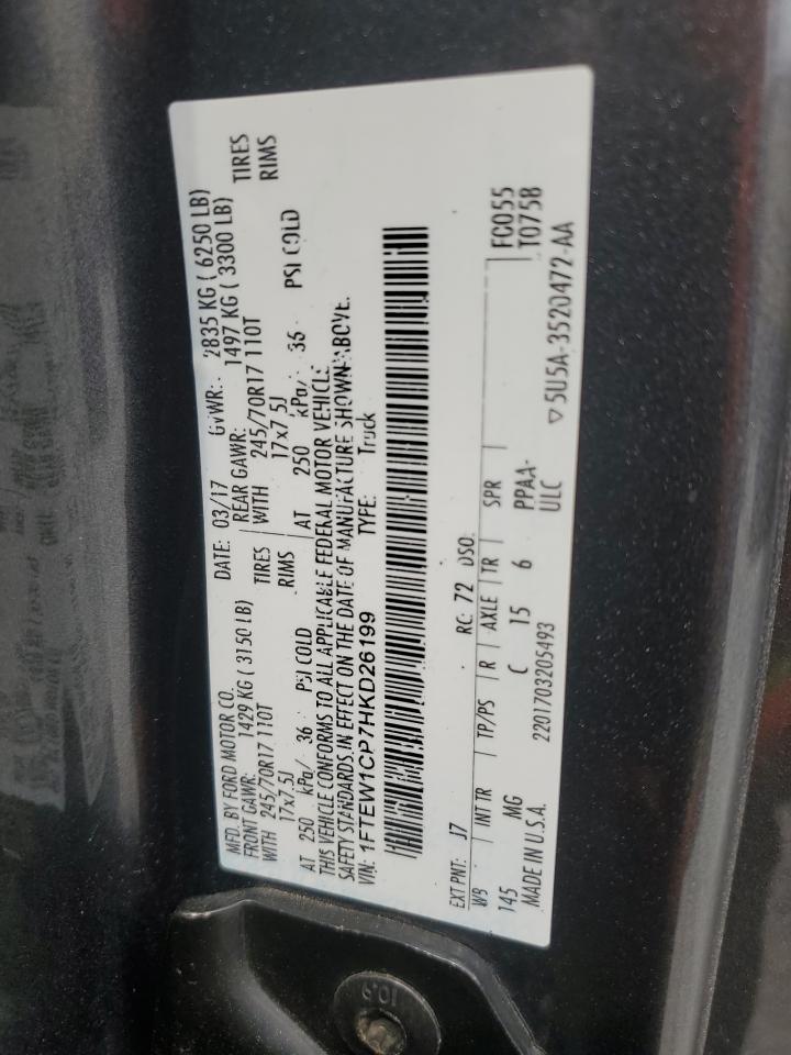 2017 Ford F150 Supercrew VIN: 1FTEW1CP7HKD26199 Lot: 58565325