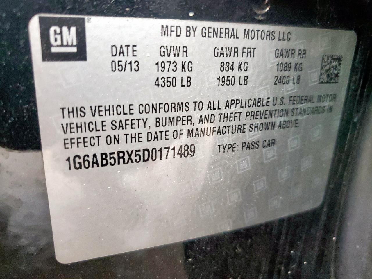 2013 Cadillac Ats Luxury VIN: 1G6AB5RX5D0171489 Lot: 57569685