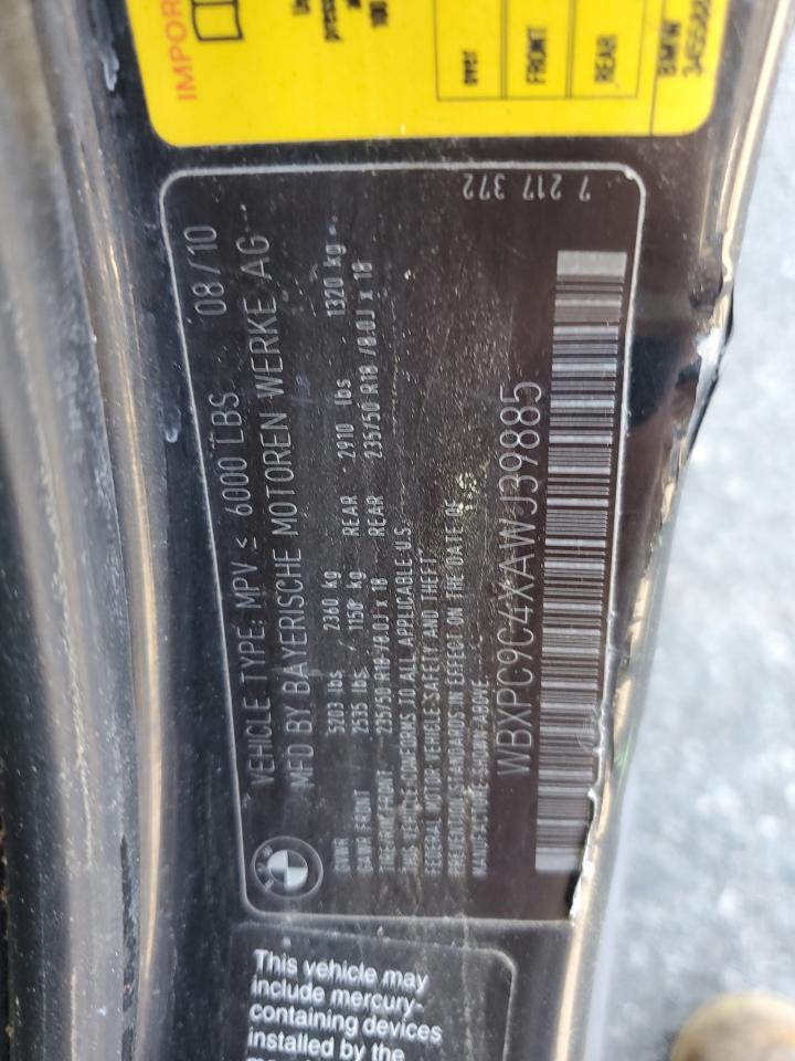 2010 BMW X3 xDrive30I VIN: WBXPC9C4XAWJ39885 Lot: 56652505