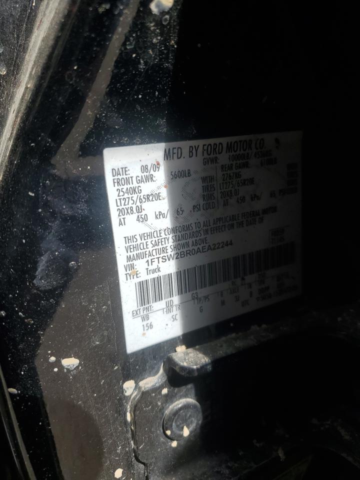 2010 Ford F250 Super Duty VIN: 1FTSW2BR0AEA22244 Lot: 56689805