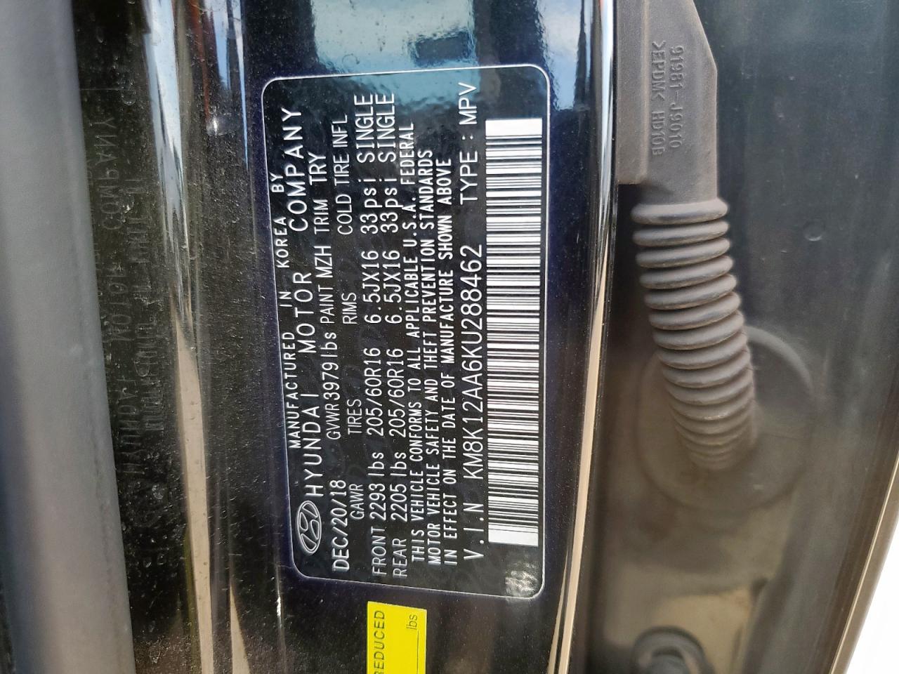 2019 Hyundai Kona Se VIN: KM8K12AA6KU288462 Lot: 56977975