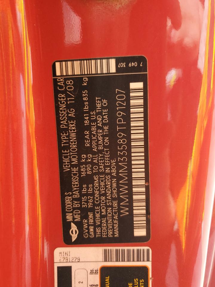 2009 Mini Cooper S Clubman VIN: WMWMM33589TP91207 Lot: 58306295