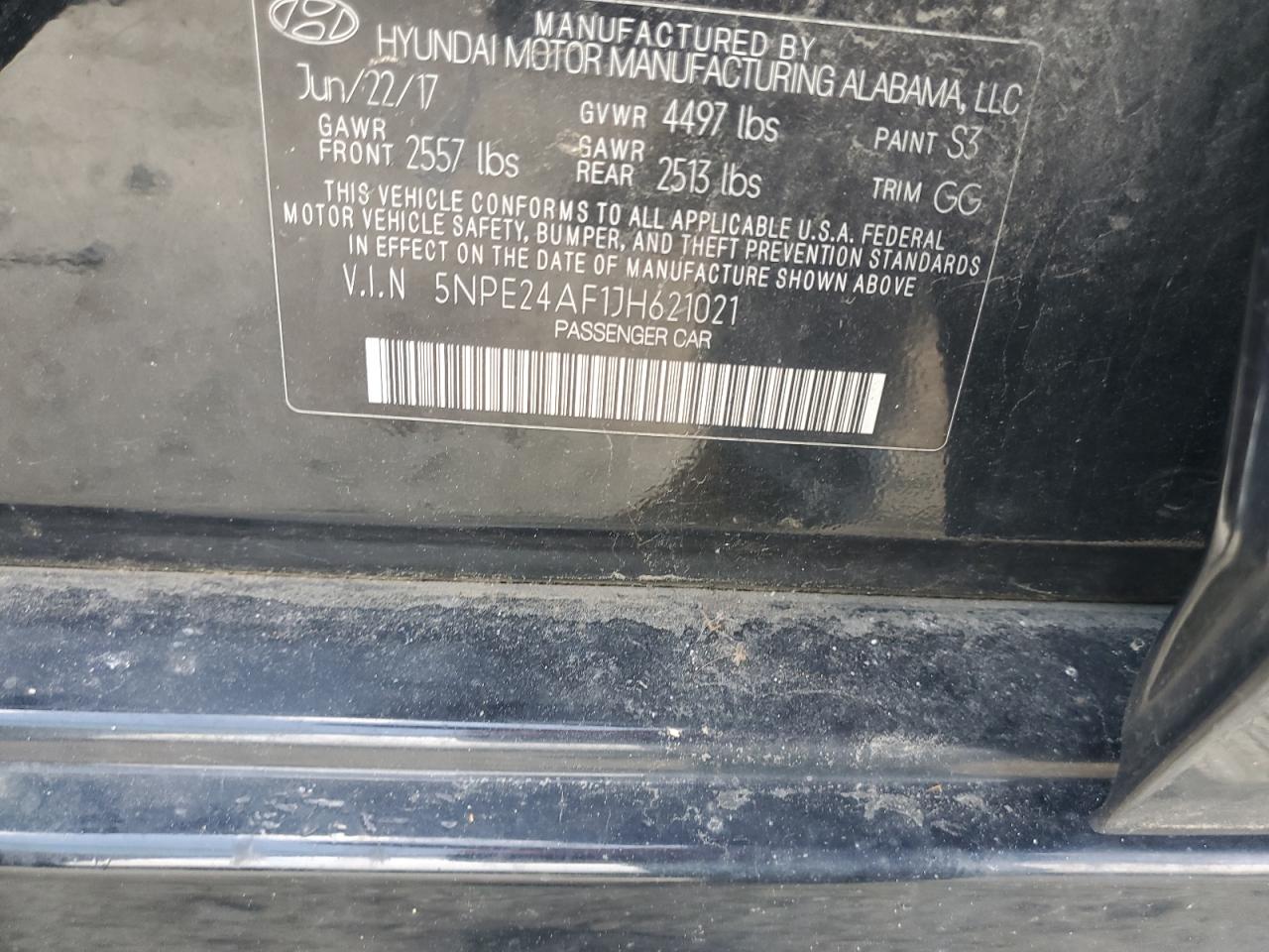 2018 Hyundai Sonata Se VIN: 5NPE24AF1JH621021 Lot: 57147205