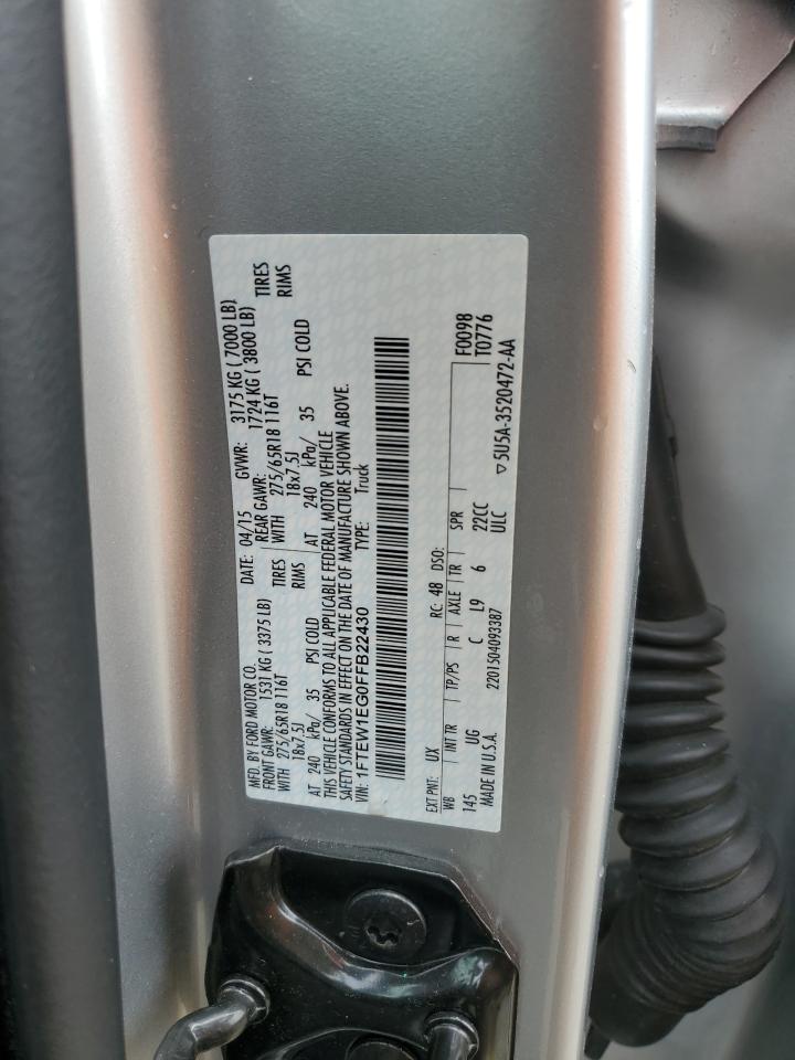 2015 Ford F150 Supercrew VIN: 1FTEW1EG0FFB22430 Lot: 56981945