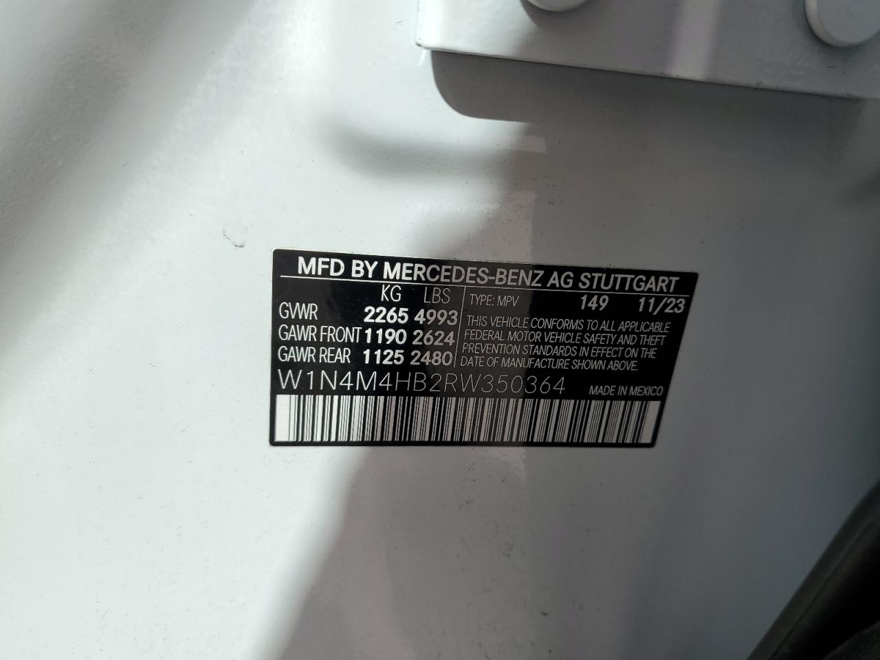 2024 Mercedes-Benz Glb 250 4Matic VIN: W1N4M4HB2RW350364 Lot: 57081565