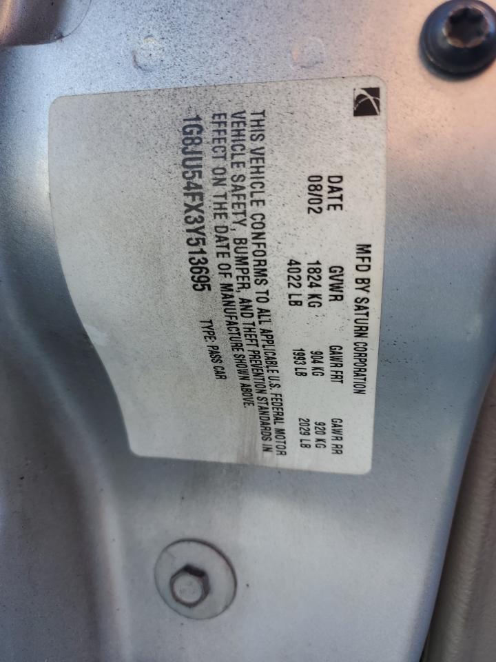 2003 Saturn L200 VIN: 1G8JU54FX3Y513695 Lot: 56629305