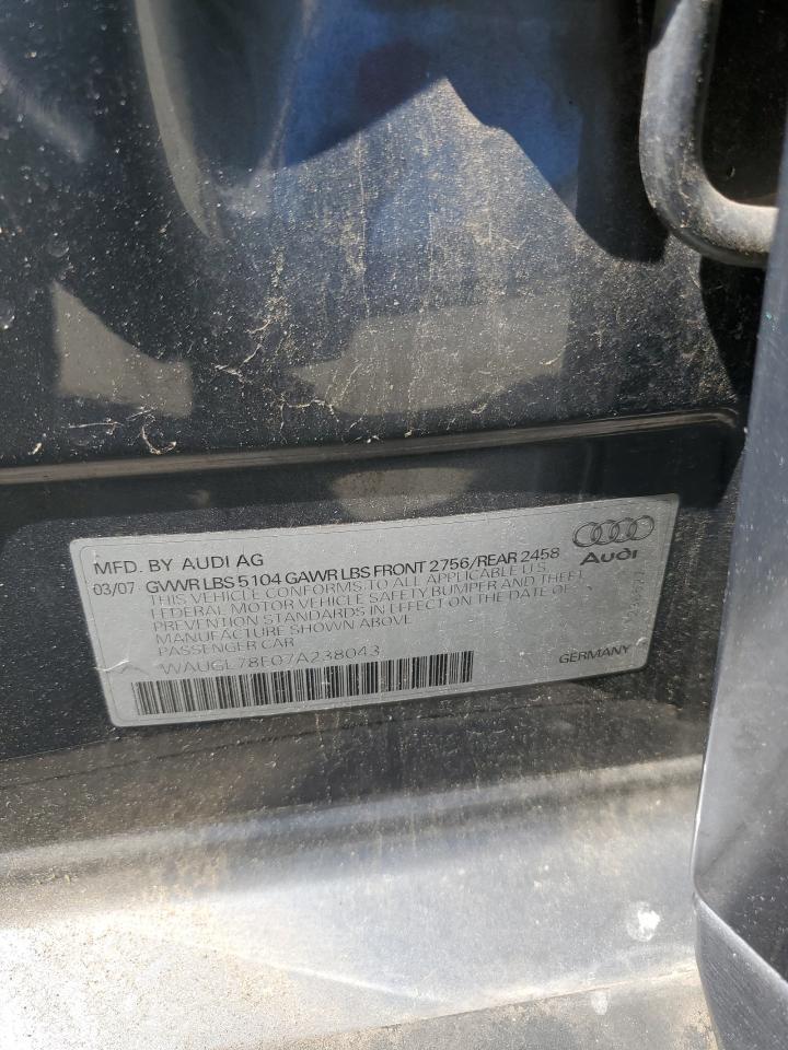 2007 Audi New S4 Quattro VIN: WAUGL78E07A238043 Lot: 55683635
