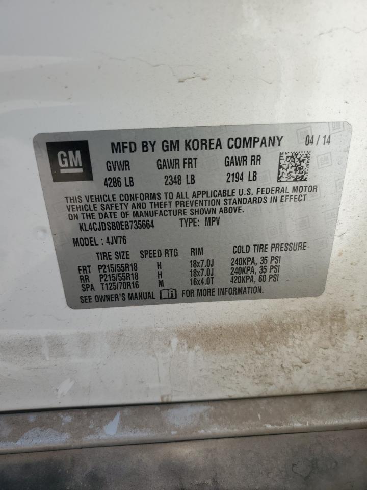 2014 Buick Encore Premium VIN: KL4CJDSB0EB735664 Lot: 57162305