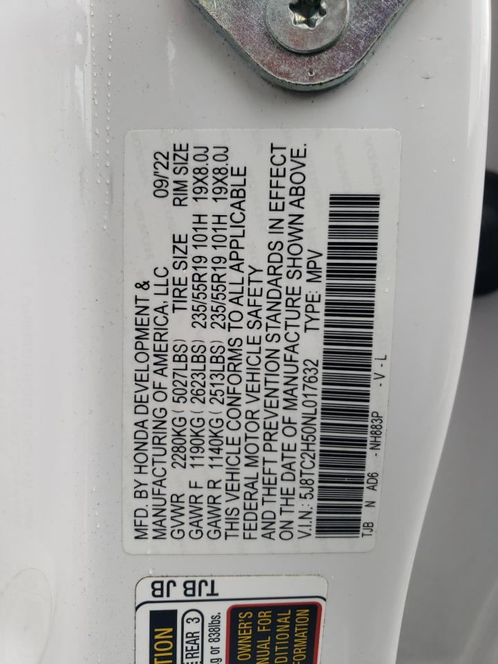 2022 Acura Rdx Technology VIN: 5J8TC2H50NL017632 Lot: 57213075