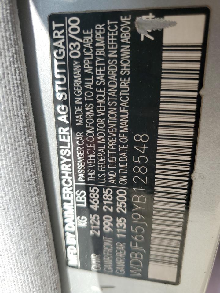 2000 Mercedes-Benz E 320 VIN: WDBJF65J9YB128548 Lot: 55647275