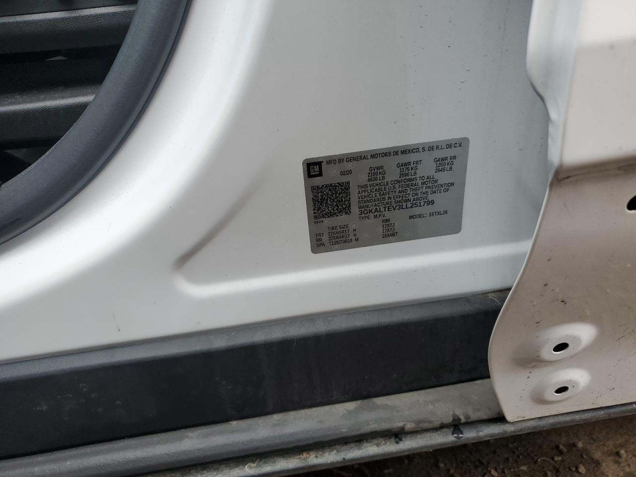 2020 GMC Terrain Sle VIN: 3GKALTEV3LL251799 Lot: 56753485