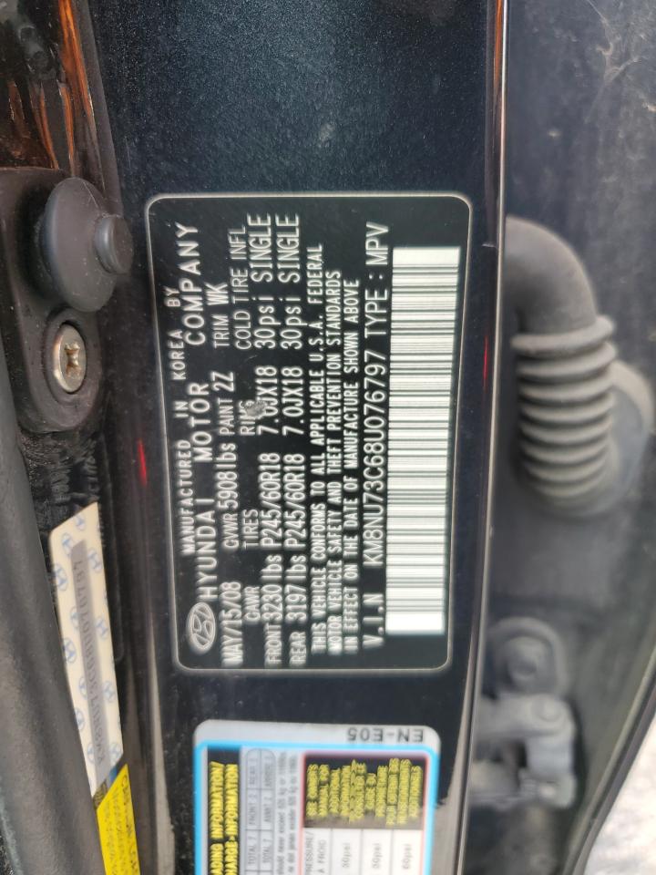 2008 Hyundai Veracruz Gls VIN: KM8NU73C68U076797 Lot: 55850895