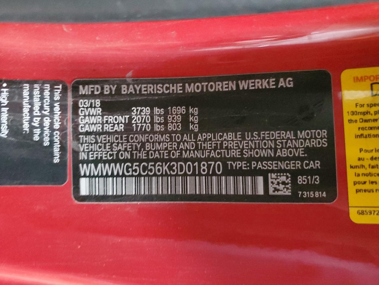 2019 Mini Cooper VIN: WMWWG5C56K3D01870 Lot: 56664905