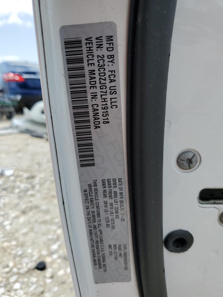 2020 Dodge Challenger Gt VIN: 2C3CDZJG7LH191518 Lot: 56168825