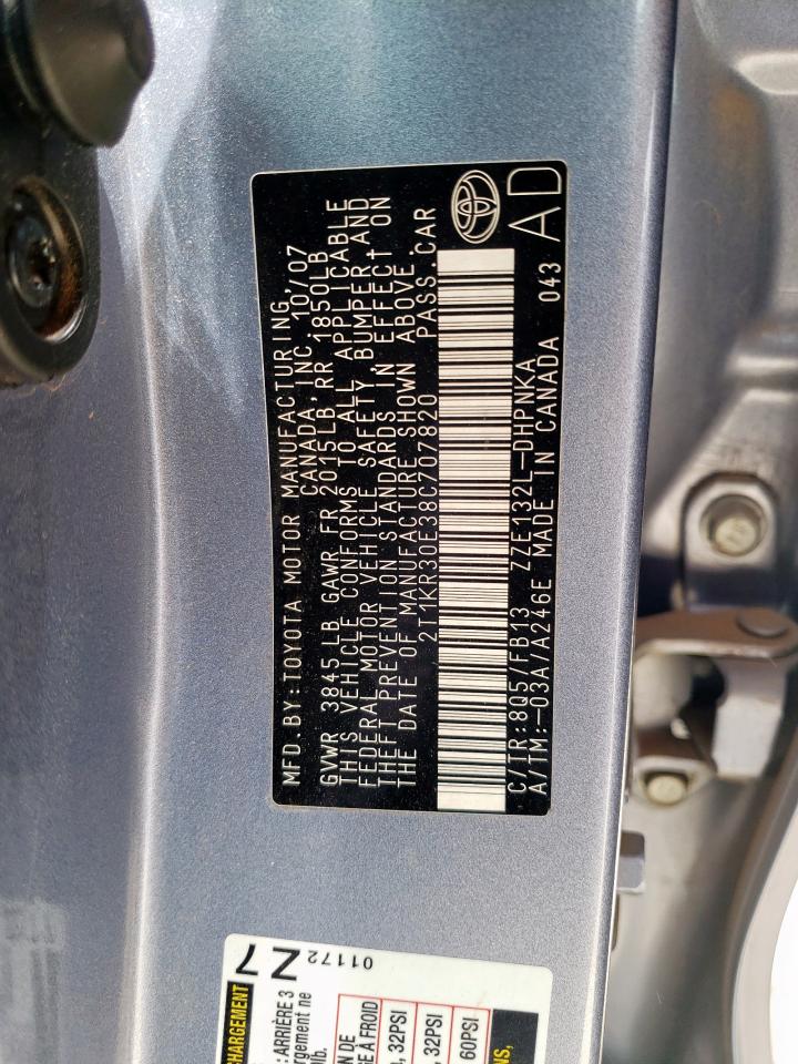 2008 Toyota Corolla Matrix Xr VIN: 2T1KR30E38C707820 Lot: 55790835