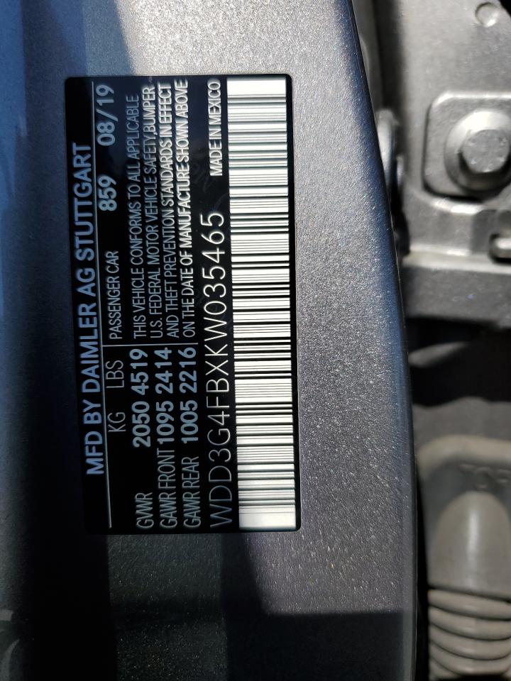 2019 Mercedes-Benz A 220 4Matic VIN: WDD3G4FBXKW035465 Lot: 57601635