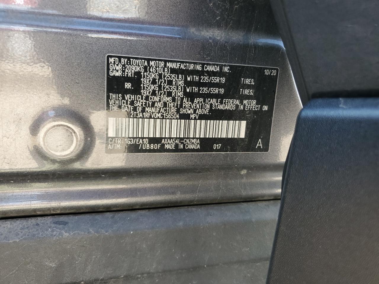 2021 Toyota Rav4 Xle Premium VIN: 2T3A1RFV0MC156504 Lot: 56961645