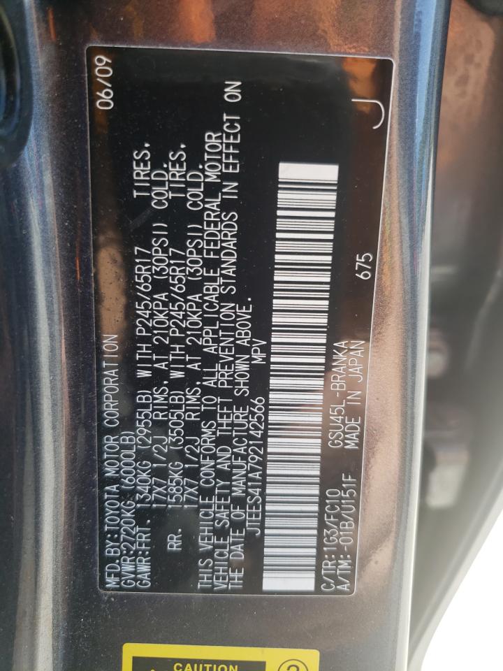 2009 Toyota Highlander VIN: JTEES41A792142566 Lot: 56718135