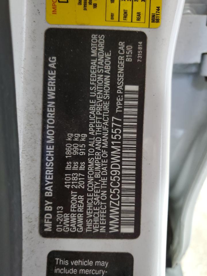 2013 Mini Cooper S Countryman VIN: WMWZC5C59DWM15577 Lot: 55117815