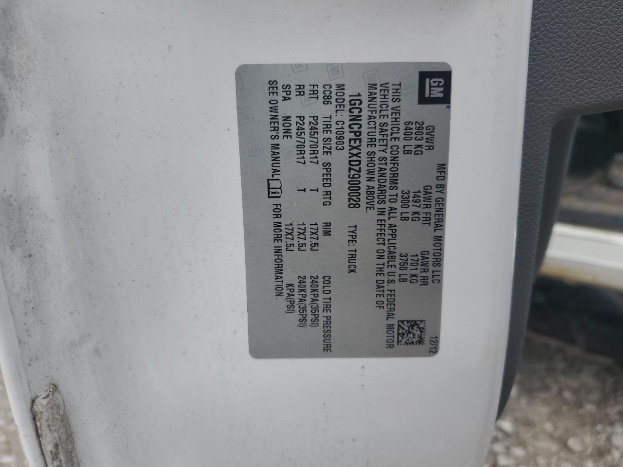 2013 Chevrolet Silverado C1500 VIN: 1GCNCPEXXDZ900028 Lot: 55576775