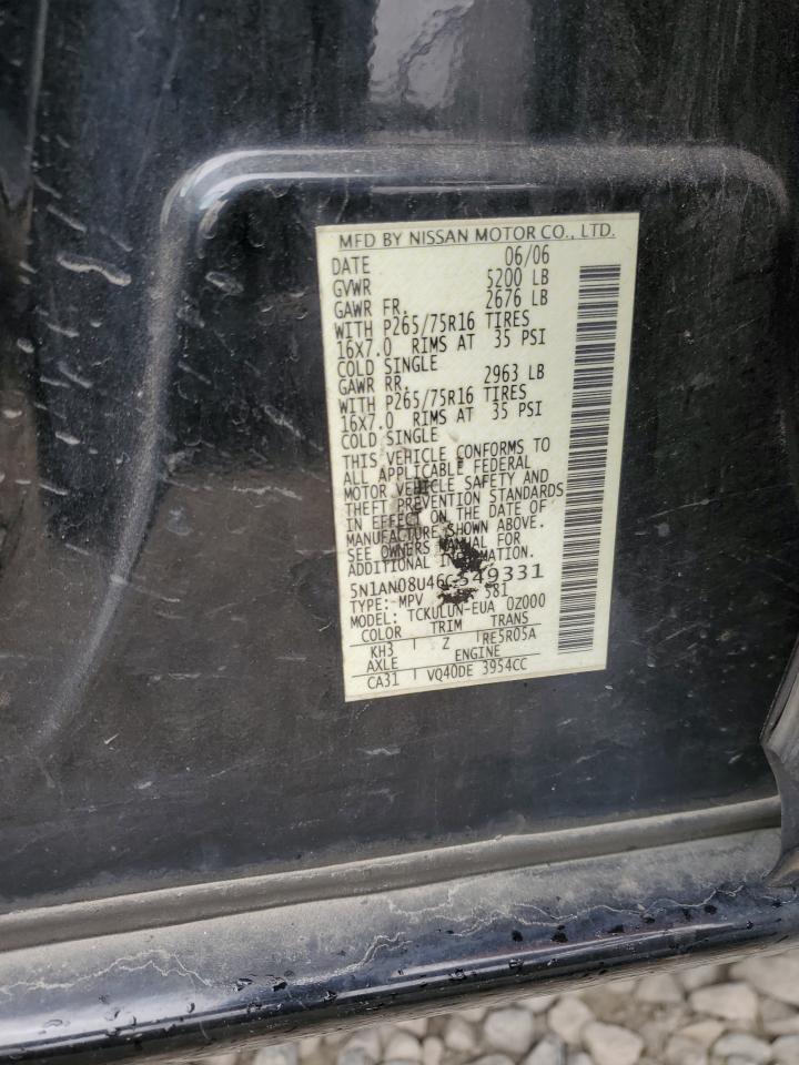 2006 Nissan Xterra Off Road VIN: 5N1AN08U46C549331 Lot: 56699305