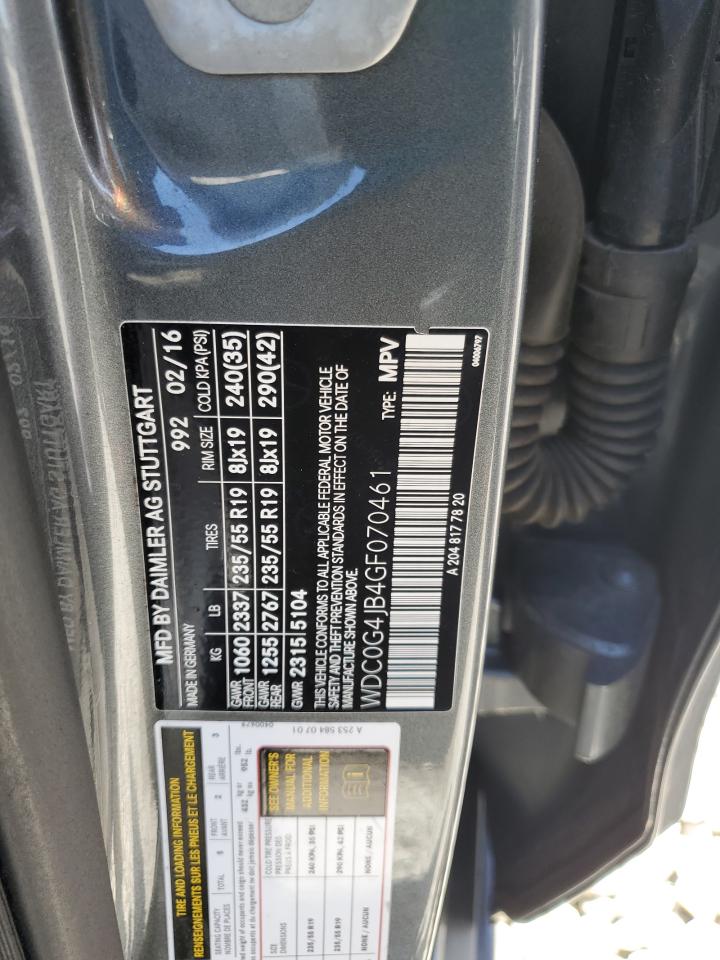 2016 Mercedes-Benz Glc 300 VIN: WDC0G4JB4GF070461 Lot: 57629585