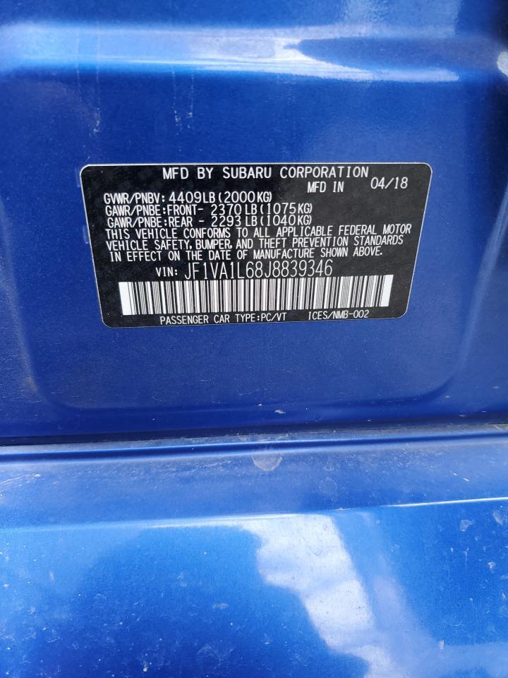 2018 Subaru Wrx Limited VIN: JF1VA1L68J8839346 Lot: 56031045