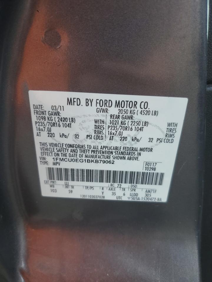 2011 Ford Escape Limited VIN: 1FMCU0EG1BKB79062 Lot: 55967225