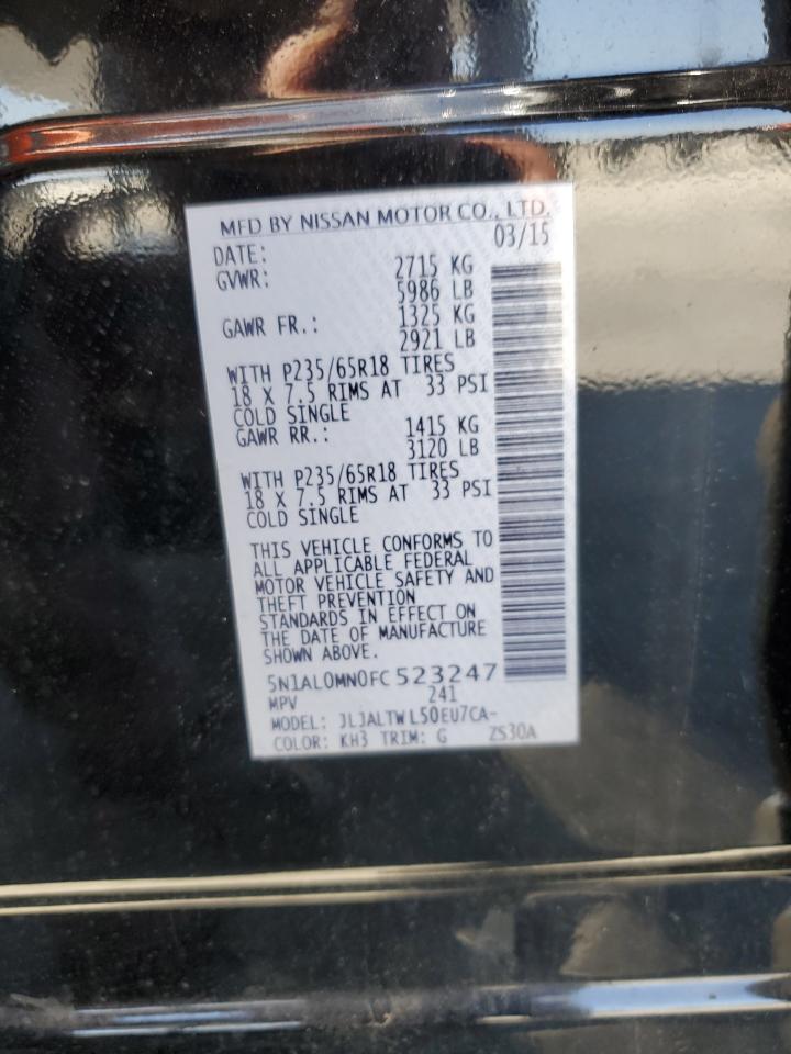 2015 Infiniti Qx60 VIN: 5N1AL0MN0FC523247 Lot: 56314395