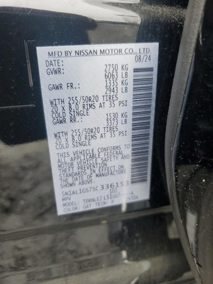 2025 Infiniti Qx60 Sensory VIN: 5N1AL1GS7SC336153 Lot: 57083985
