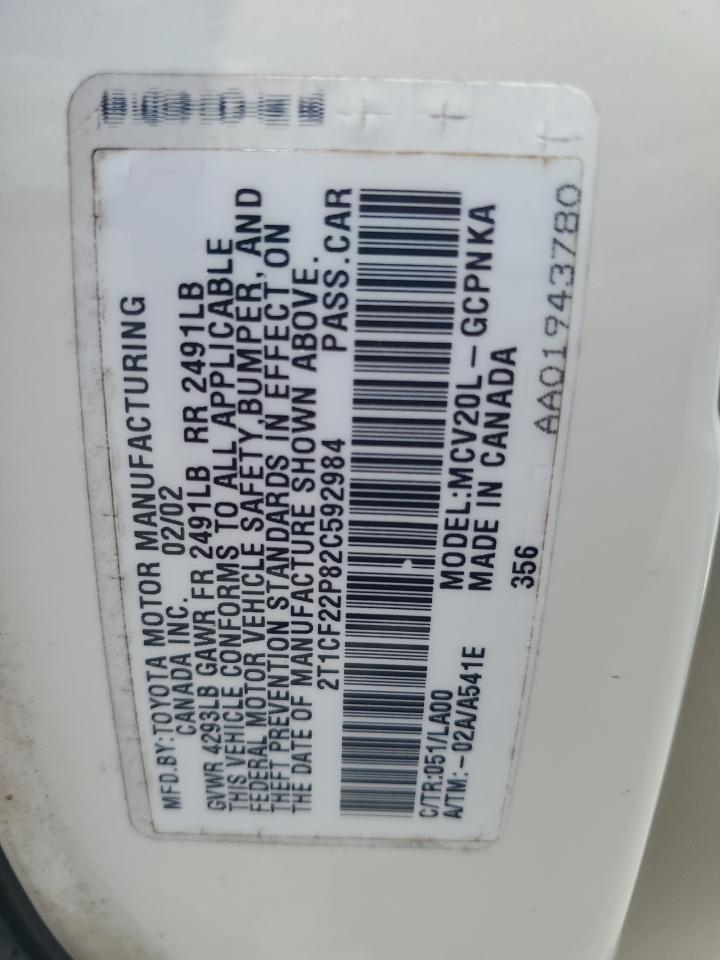 2002 Toyota Camry Solara Se VIN: 2T1CF22P82C592984 Lot: 63366635