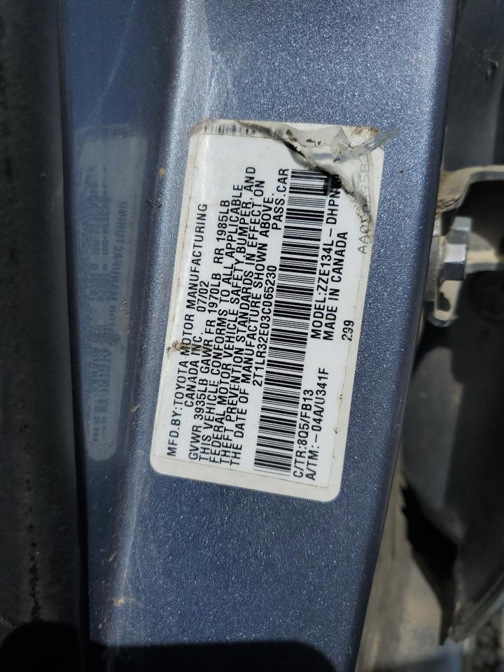 2003 Toyota Corolla Matrix Base VIN: 2T1LR32E03C065230 Lot: 55957505