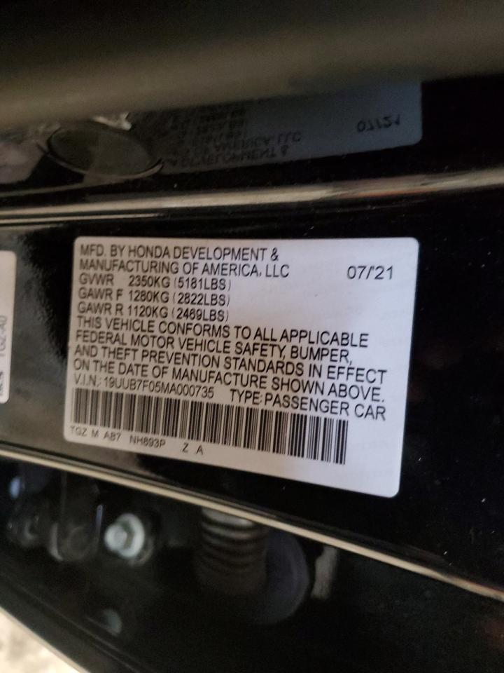 2021 Acura Tlx Type S VIN: 19UUB7F05MA000735 Lot: 55267355