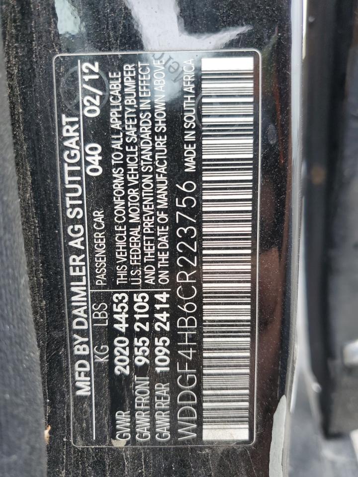 2012 Mercedes-Benz C 250 VIN: WDDGF4HB6CR223756 Lot: 58531645