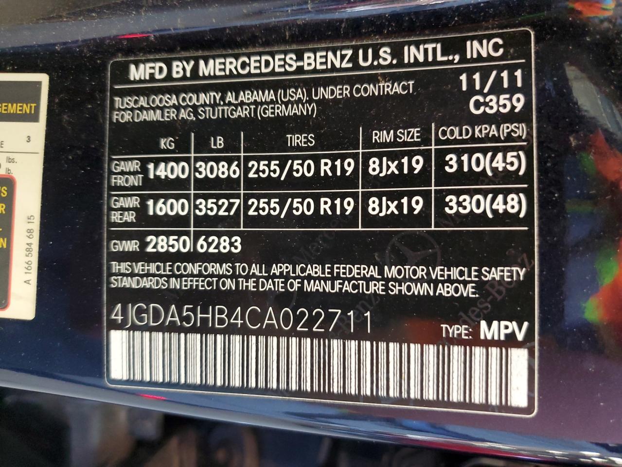 2012 Mercedes-Benz Ml 350 4Matic VIN: 4JGDA5HB4CA022711 Lot: 56495635