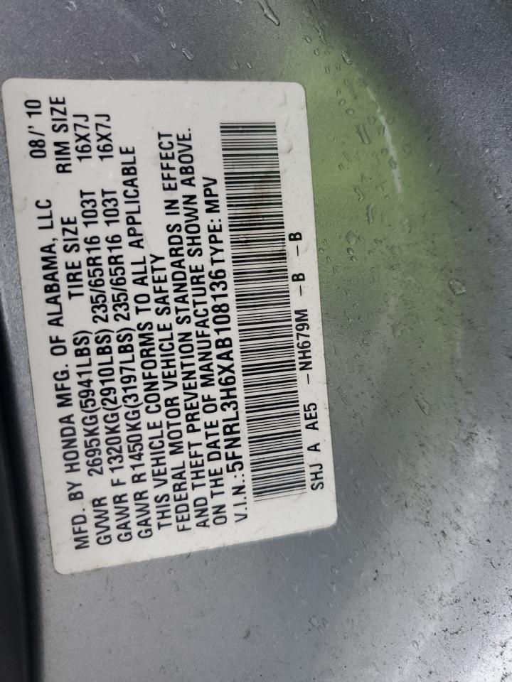 2010 Honda Odyssey Exl VIN: 5FNRL3H6XAB108136 Lot: 56033645