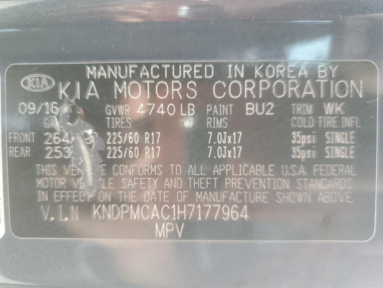 2017 Kia Sportage Lx VIN: KNDPMCAC1H7177964 Lot: 55766145