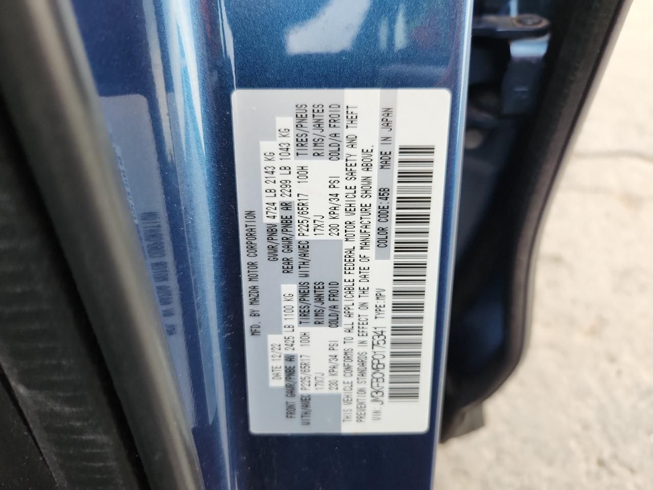 2023 Mazda Cx-5 Preferred VIN: JM3KFBCM6P0175341 Lot: 58492715