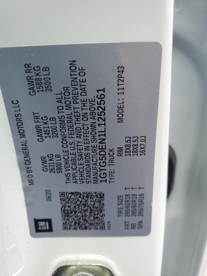 2020 GMC Canyon Slt VIN: 1GTG5DEN1L1252561 Lot: 57214735