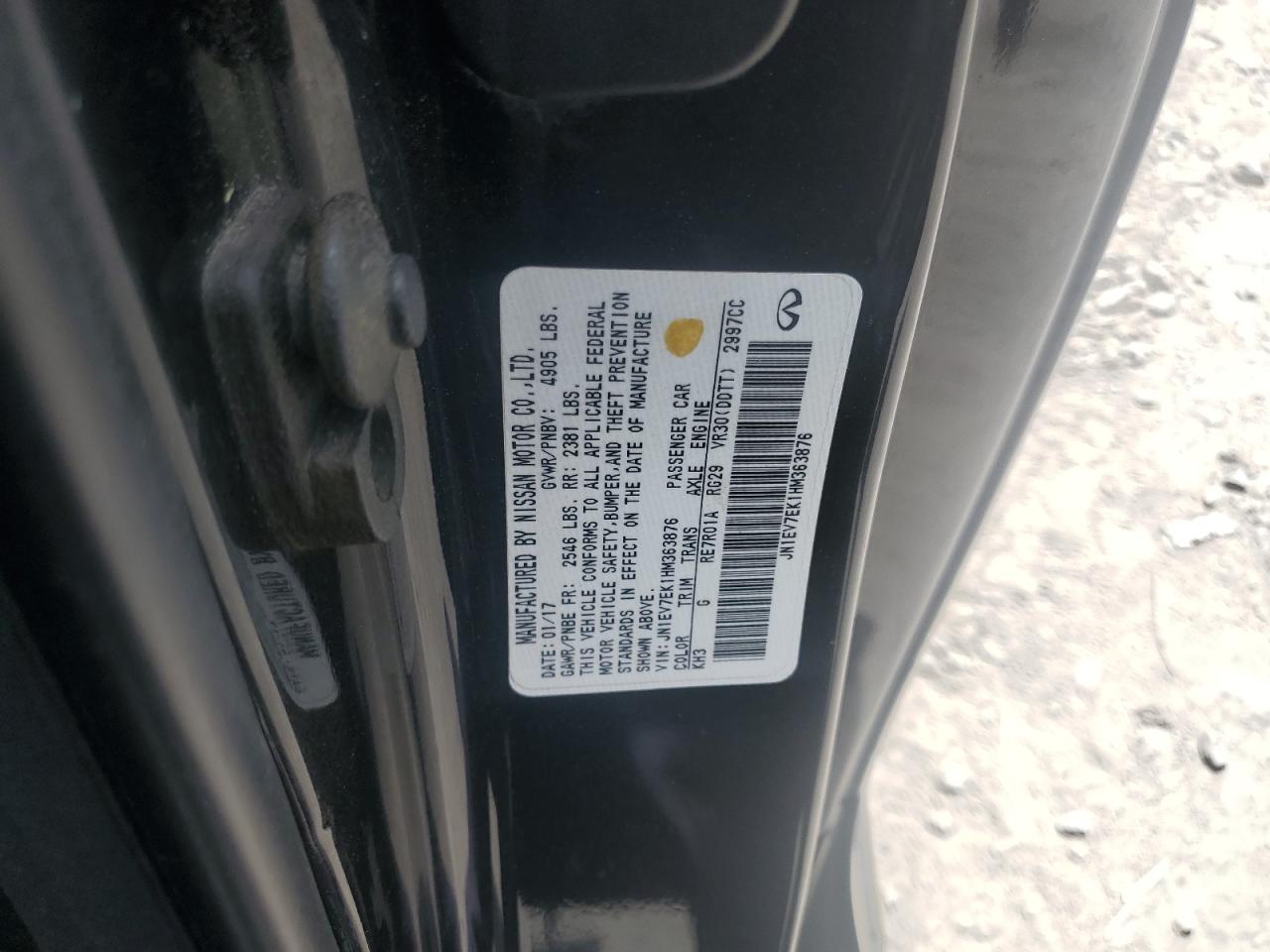2017 Infiniti Q60 Premium VIN: JN1EV7EK1HM363876 Lot: 56001155