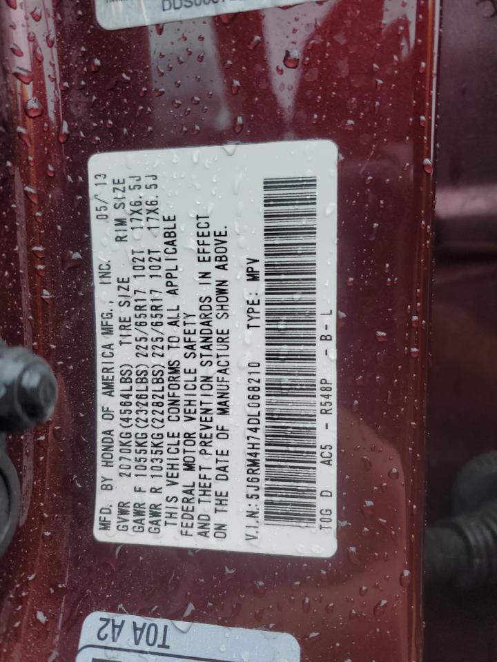 2013 Honda Cr-V Exl VIN: 5J6RM4H74DL068210 Lot: 52961825