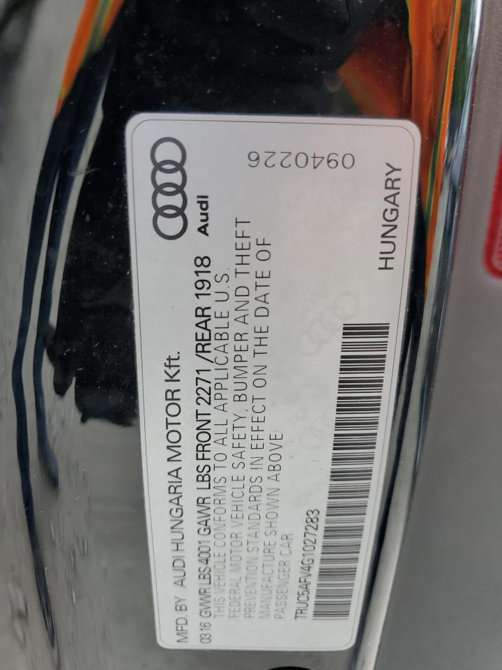 2016 Audi Tt VIN: TRUC5AFV4G1027283 Lot: 56354845