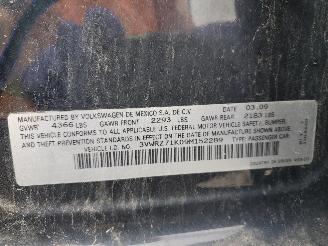 2009 Volkswagen Jetta Se VIN: 3VWRZ71K09M152289 Lot: 56928795