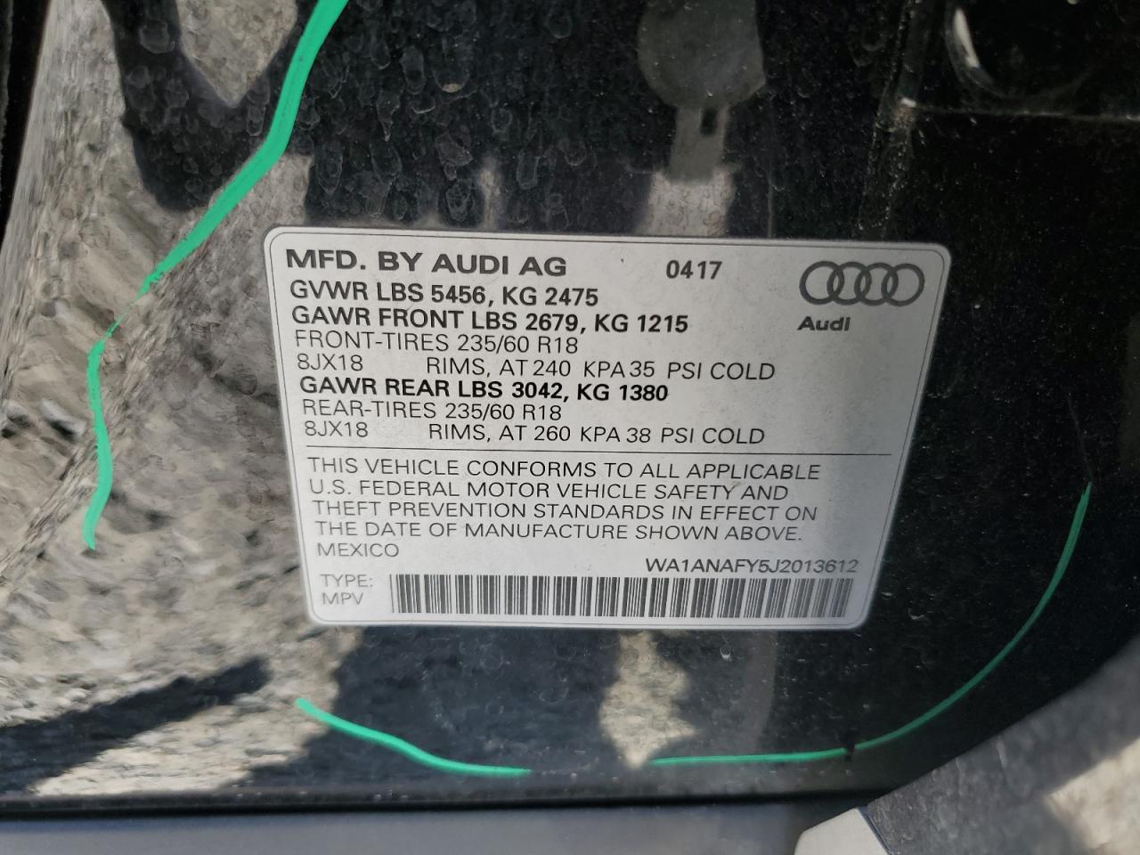 2018 Audi Q5 Premium VIN: WA1ANAFY5J2013612 Lot: 57327325